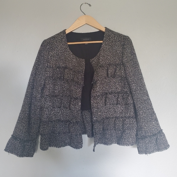 Halogen Ruffle Detail Tweed Jacket size Petite Large - Picture 10 of 13